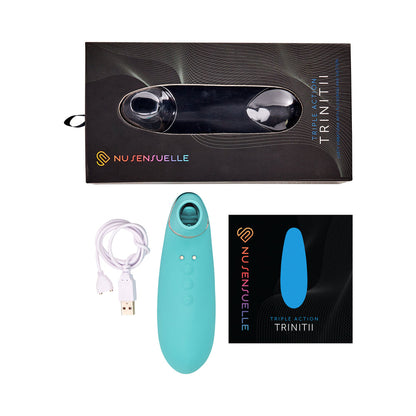 NU SENSUELLE TRINITII 3-IN-1 SUCTION TONGUE VIBE ELECTRIC BLUE
