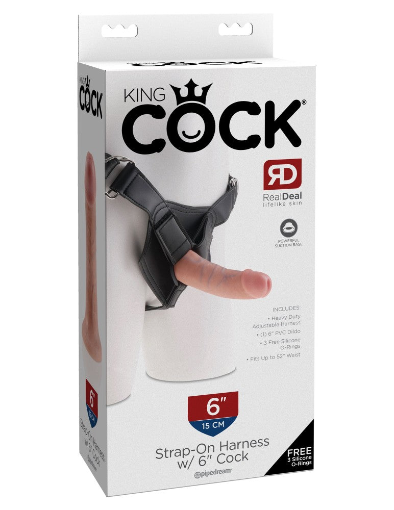 PIPEDREAM - KING COCK - STRAP ON HARNESS WITH 6" COCK  LIGHT