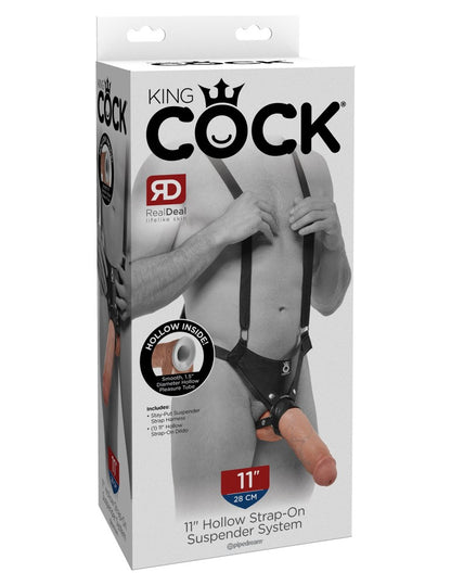 PIPEDREAM - KING COCK - 11" HOLLOW STRAP ON SUSPENDER SYSTEM  LIGHT/BLACK