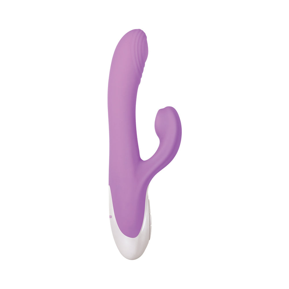 EVOLVED SUPER SUCKER RECHARGEABLE THUMPING SUCTION SILICONE DUAL STIMULATOR PURPLE