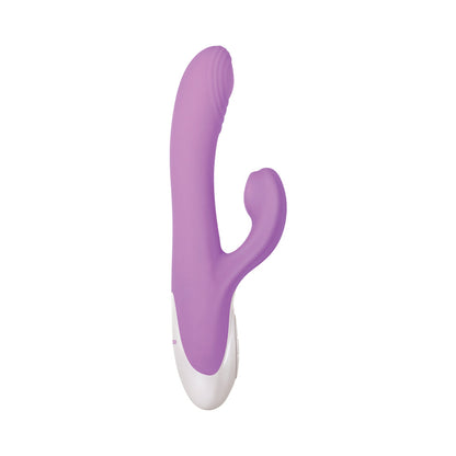 EVOLVED SUPER SUCKER RECHARGEABLE THUMPING SUCTION SILICONE DUAL STIMULATOR PURPLE