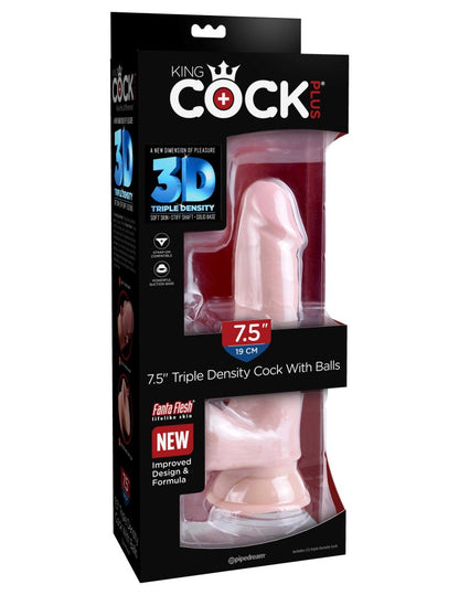 PIPEDREAM - KING COCK PLUS - 8" TRIPLE DENSITY FAT COCK WITH BALLS LIGHT