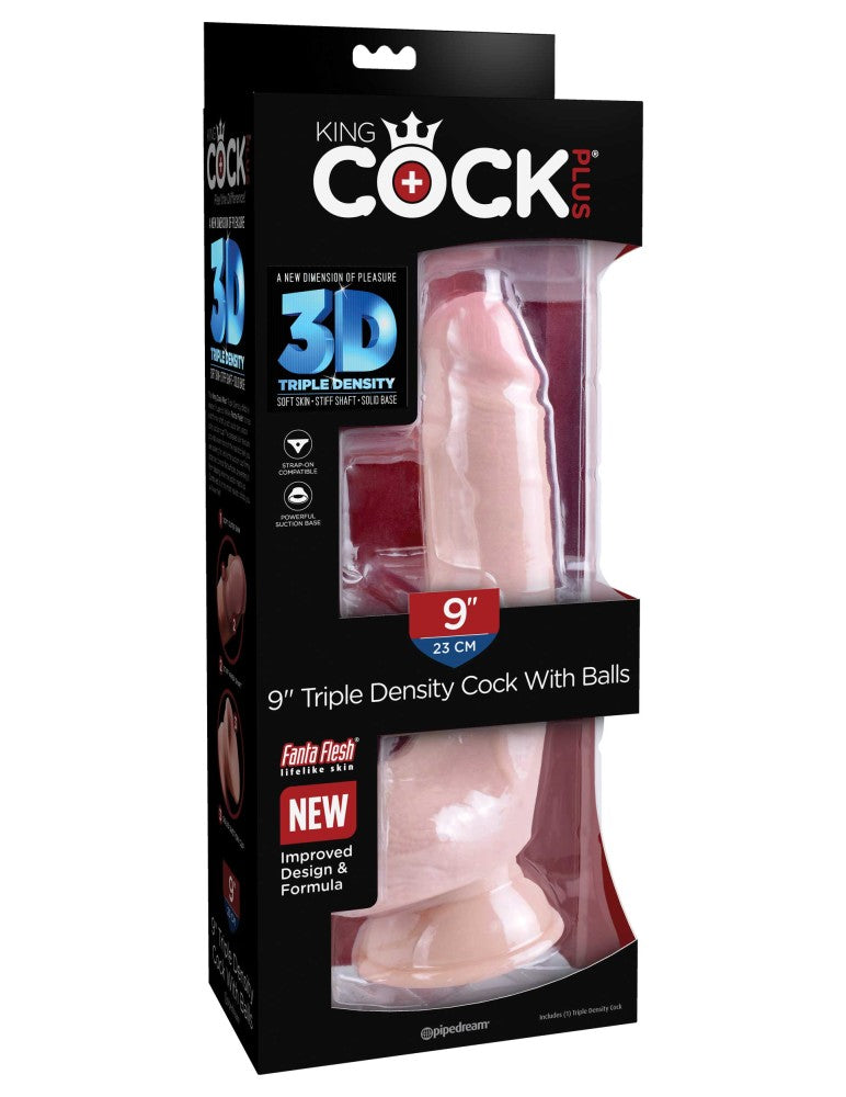 PIPEDREAM - KING COCK PLUS - 10" TRIPLE DENSITY COCK WITH BALLS LIGHT