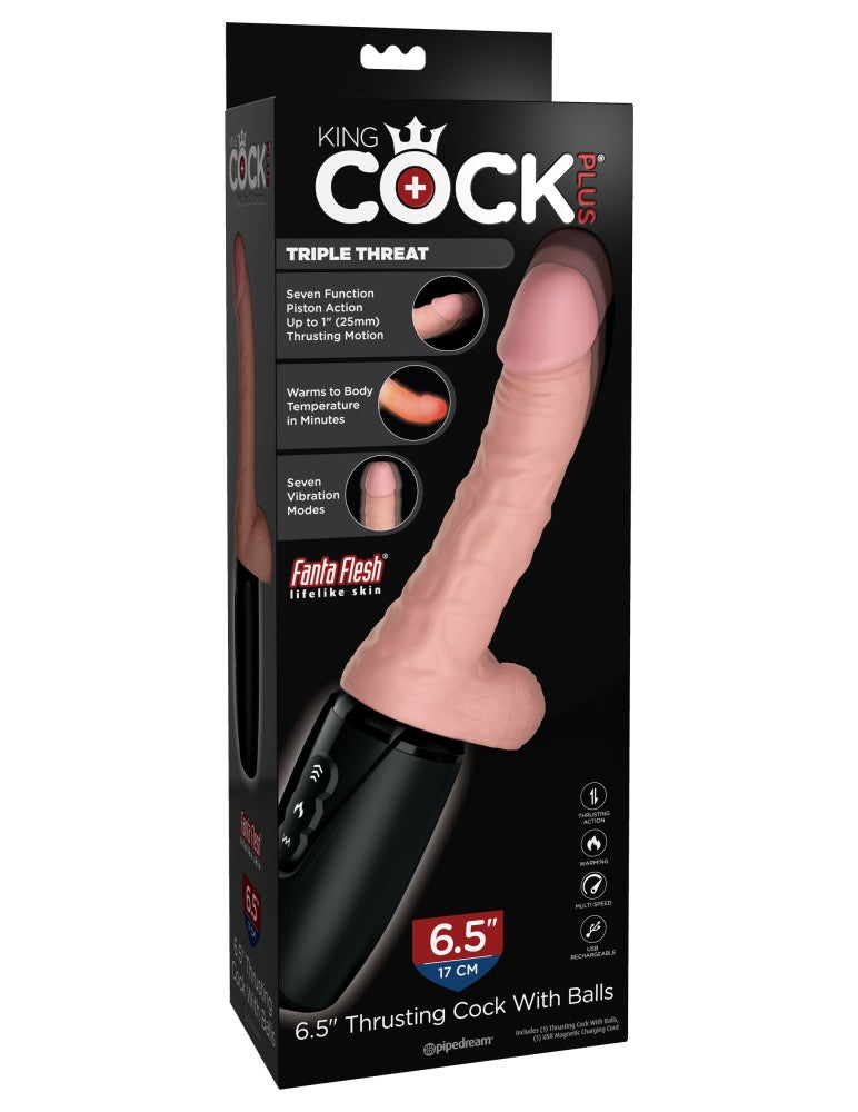 PIPEDREAM - KING COCK PLUS - 7.5" THRUSTING COCK WITH BALLS BROWN