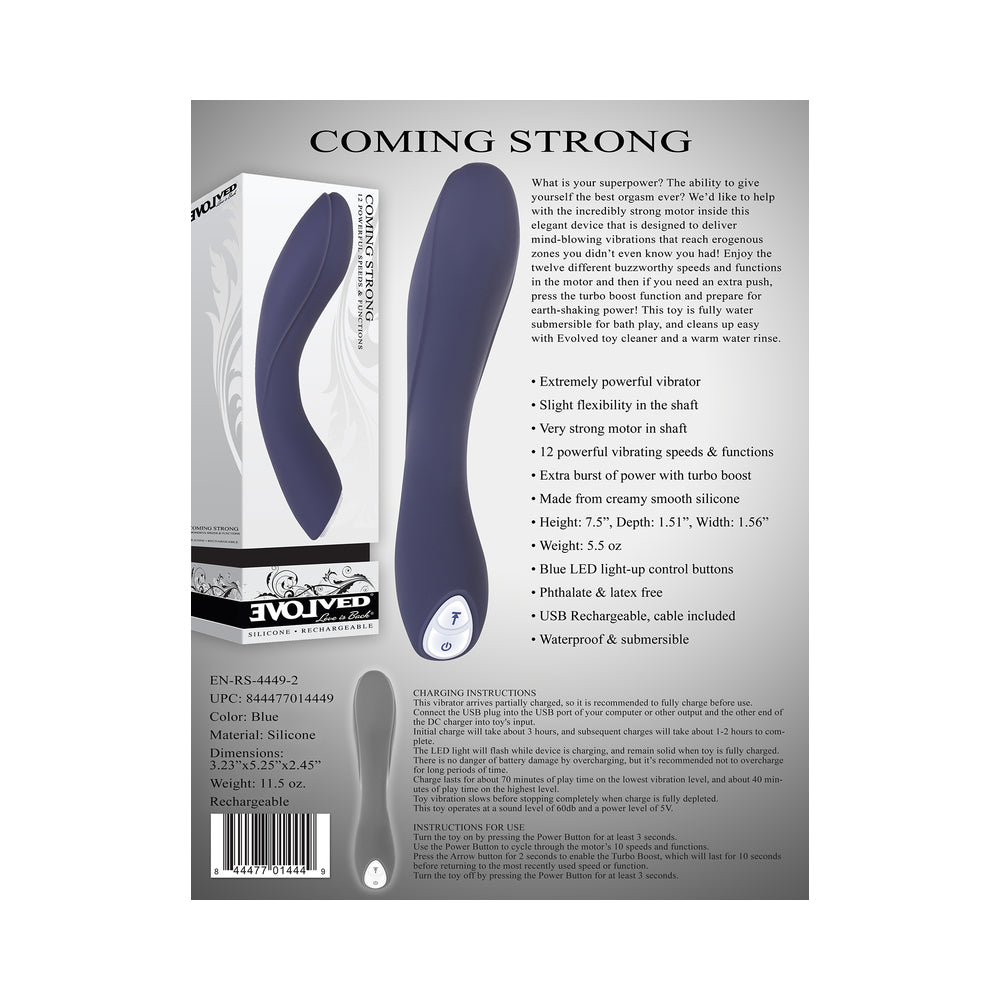 EVOLVED COMING STRONG RECHARGEABLE SILICONE G-SPOT VIBRATOR PURPLE