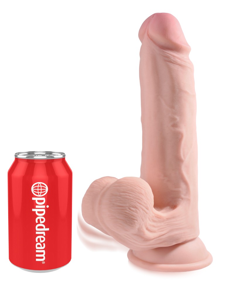 PIPEDREAM - KING COCK PLUS - 9" TRIPLE DENSITY COCK WITH SWINGING BALLS LIGHT