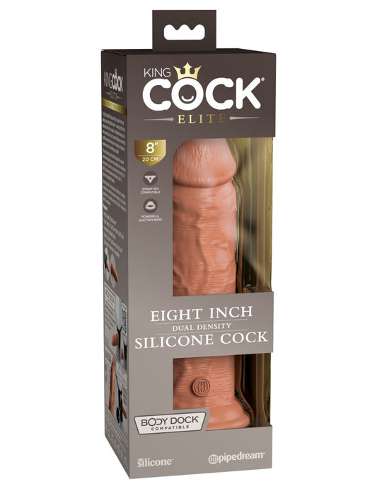 PIPEDREAM - KING COCK ELITE - 8" DUAL DENSITY SILICONE COCK  TAN