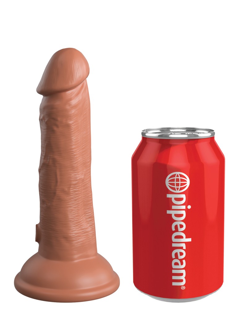 PIPEDREAM - KING COCK ELITE - 6" DUAL DENSITY VIBRATING SILICONE COCK  TAN