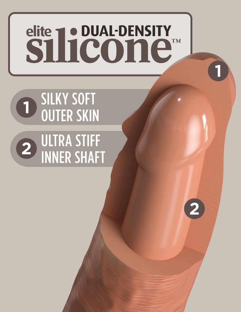 PIPEDREAM - KING COCK ELITE - 6" DUAL DENSITY VIBRATING SILICONE COCK  TAN