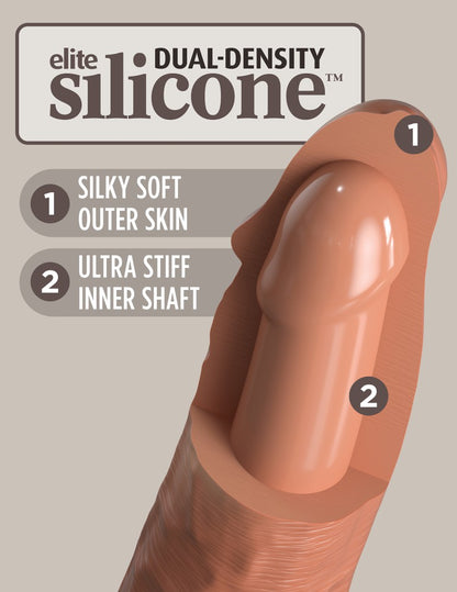 PIPEDREAM - KING COCK ELITE - 6" DUAL DENSITY VIBRATING SILICONE COCK  TAN