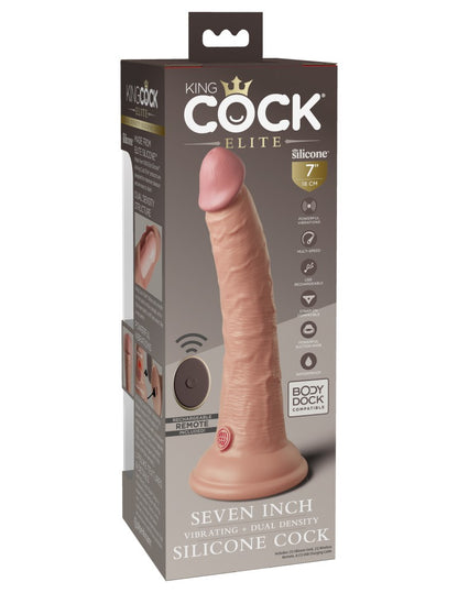 PIPEDREAM - KING COCK ELITE - 7" DUAL DENSITY VIBRATING SILICONE COCK WITH REMOTE  LIGHT