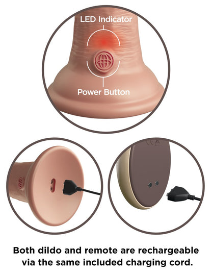 PIPEDREAM - KING COCK ELITE - 7" DUAL DENSITY VIBRATING SILICONE COCK WITH REMOTE  LIGHT