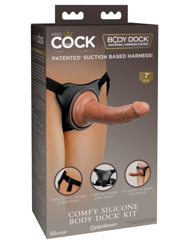 PIPEDREAM - KING COCK ELITE - COMFY SILICONE BODY DOCK KIT BLACK/ DARK BROWN