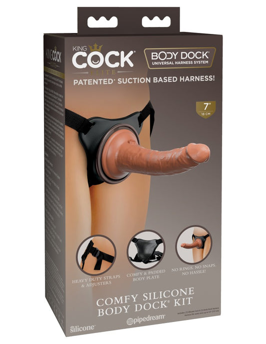 PIPEDREAM - KING COCK ELITE - COMFY SILICONE BODY DOCK KIT BLACK/ DARK BROWN