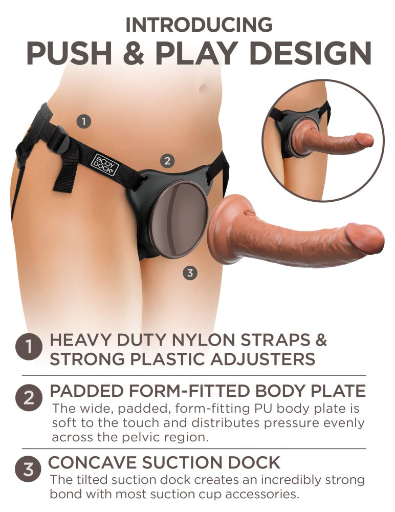 PIPEDREAM - KING COCK ELITE - COMFY SILICONE BODY DOCK KIT BLACK/ DARK BROWN