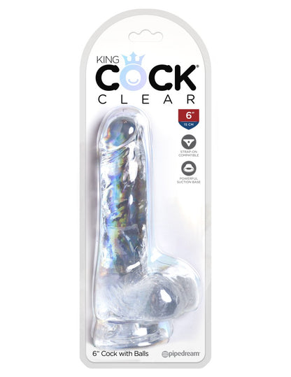 PIPEDREAM - KING COCK CLEAR - 6" WITH BALLS CLEAR
