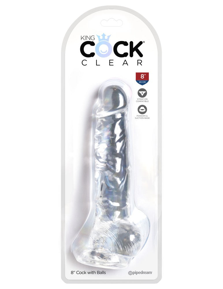 PIPEDREAM - KING COCK CLEAR - 8" WITH BALLS CLEAR