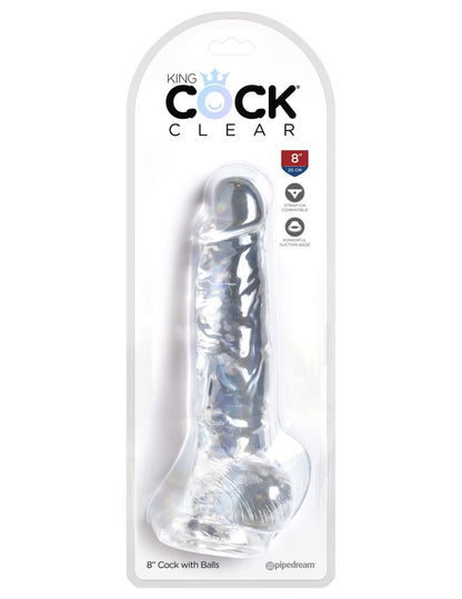 PIPEDREAM - KING COCK CLEAR - 8" WITH BALLS CLEAR