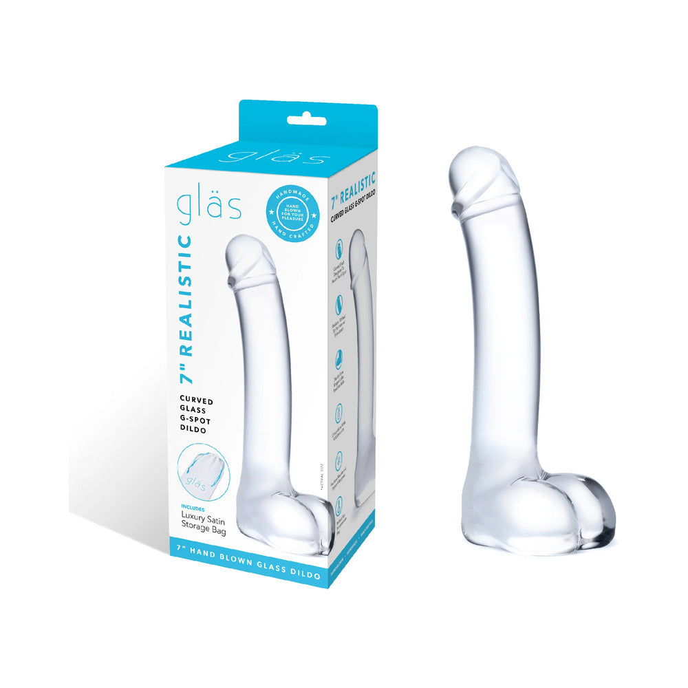 GLAS 7 IN. REALISTIC CURVED GLASS G-SPOT DILDO