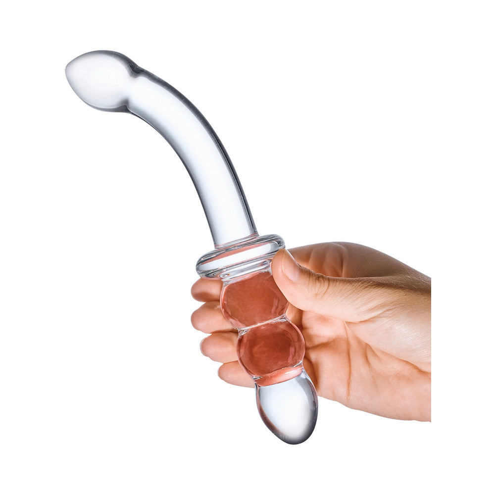 GLAS 8 IN. RIBBED G-SPOT GLASS DILDO