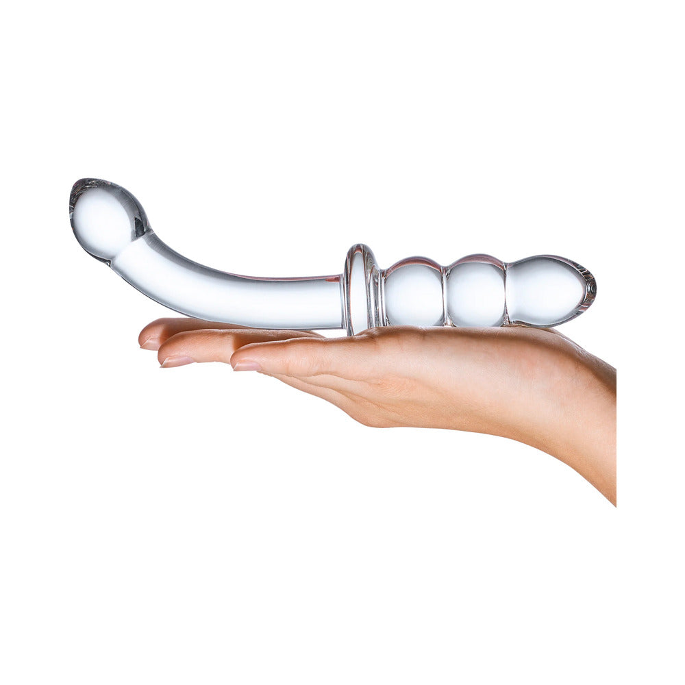GLAS 8 IN. RIBBED G-SPOT GLASS DILDO