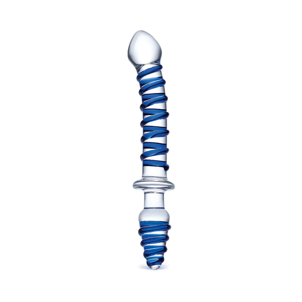 GLAS 10 IN. MR. SWIRLY DOUBLE ENDED GLASS DILDO & BUTT PLUG