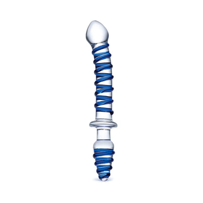 GLAS 10 IN. MR. SWIRLY DOUBLE ENDED GLASS DILDO & BUTT PLUG