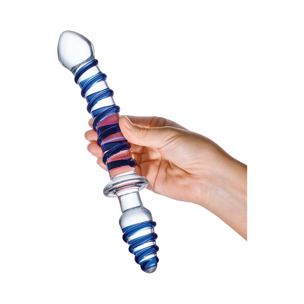 GLAS 10 IN. MR. SWIRLY DOUBLE ENDED GLASS DILDO & BUTT PLUG