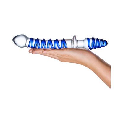 GLAS 10 IN. MR. SWIRLY DOUBLE ENDED GLASS DILDO & BUTT PLUG