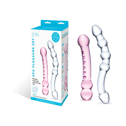 GLAS 2-PIECE DOUBLE PLEASURE GLASS DILDO SET