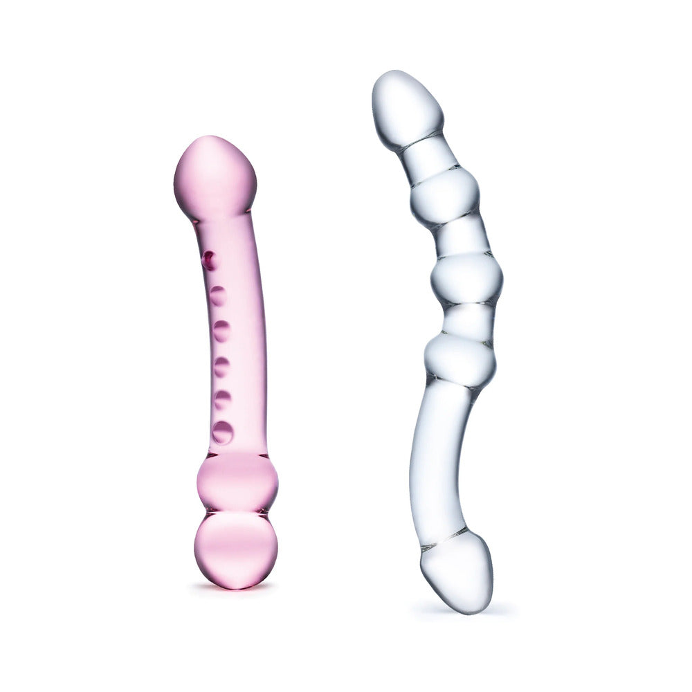 GLAS 2-PIECE DOUBLE PLEASURE GLASS DILDO SET