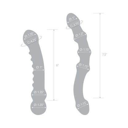 GLAS 2-PIECE DOUBLE PLEASURE GLASS DILDO SET