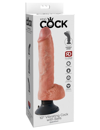PIPEDREAM - KING COCK - 10" VIBRATING COCK WITH BALLS  LIGHT