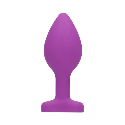 SHOTS - OUCH! FLEXIBLE SILICONE DIAMOND HEART BUTT PLUG PURPLE REGULAR
