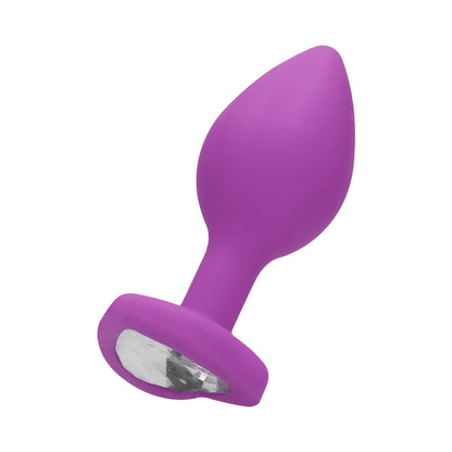 SHOTS - OUCH! FLEXIBLE SILICONE DIAMOND HEART BUTT PLUG PURPLE REGULAR