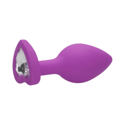 SHOTS - OUCH! FLEXIBLE SILICONE DIAMOND HEART BUTT PLUG PURPLE REGULAR