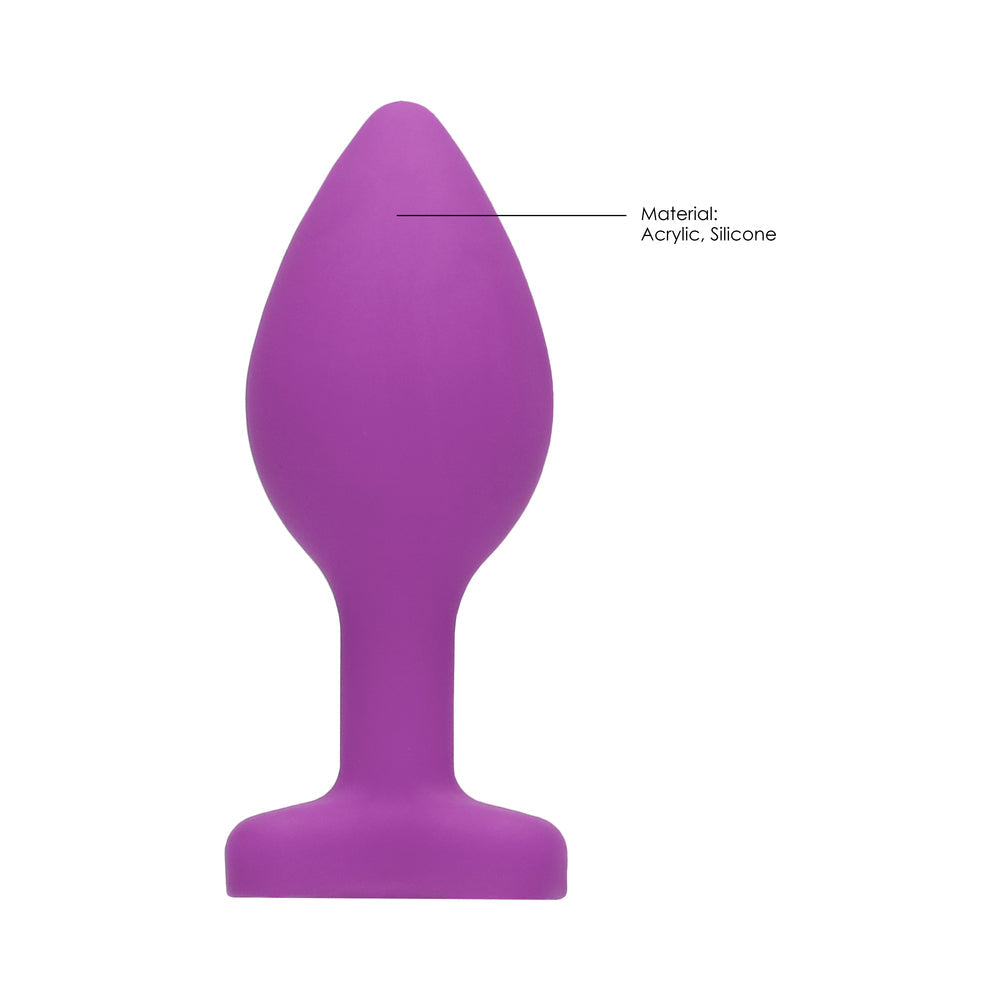 SHOTS - OUCH! FLEXIBLE SILICONE DIAMOND HEART BUTT PLUG PURPLE REGULAR
