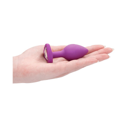 SHOTS - OUCH! FLEXIBLE SILICONE DIAMOND HEART BUTT PLUG PURPLE REGULAR