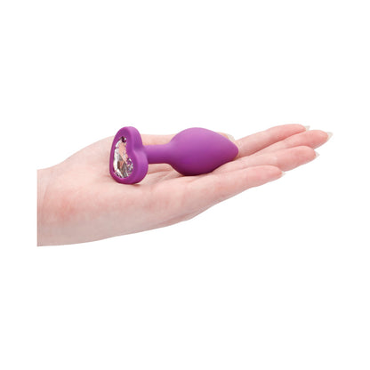 SHOTS - OUCH! FLEXIBLE SILICONE DIAMOND HEART BUTT PLUG PURPLE REGULAR