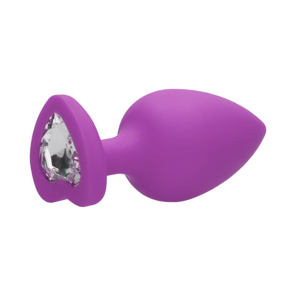 SHOTS - OUCH! FLEXIBLE SILICONE DIAMOND HEART BUTT PLUG PURPLE EXTRA LARGE