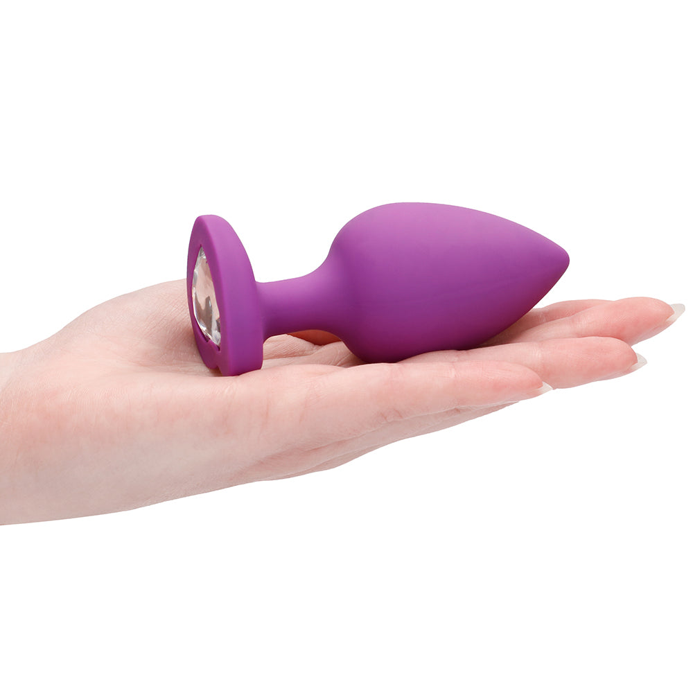 SHOTS - OUCH! FLEXIBLE SILICONE DIAMOND HEART BUTT PLUG PURPLE EXTRA LARGE