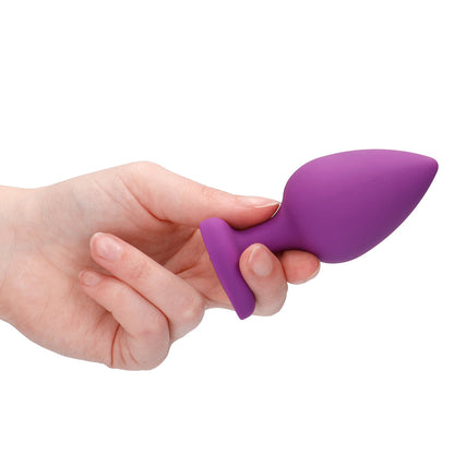 SHOTS - OUCH! FLEXIBLE SILICONE DIAMOND HEART BUTT PLUG PURPLE EXTRA LARGE
