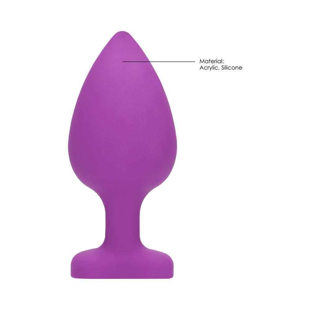 SHOTS - OUCH! FLEXIBLE SILICONE DIAMOND HEART BUTT PLUG PURPLE EXTRA LARGE