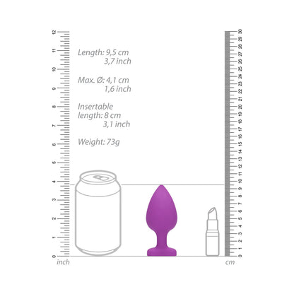 OUCH! FLEXIBLE SILICONE DIAMOND HEART BUTT PLUG PURPLE EXTRA LARGE