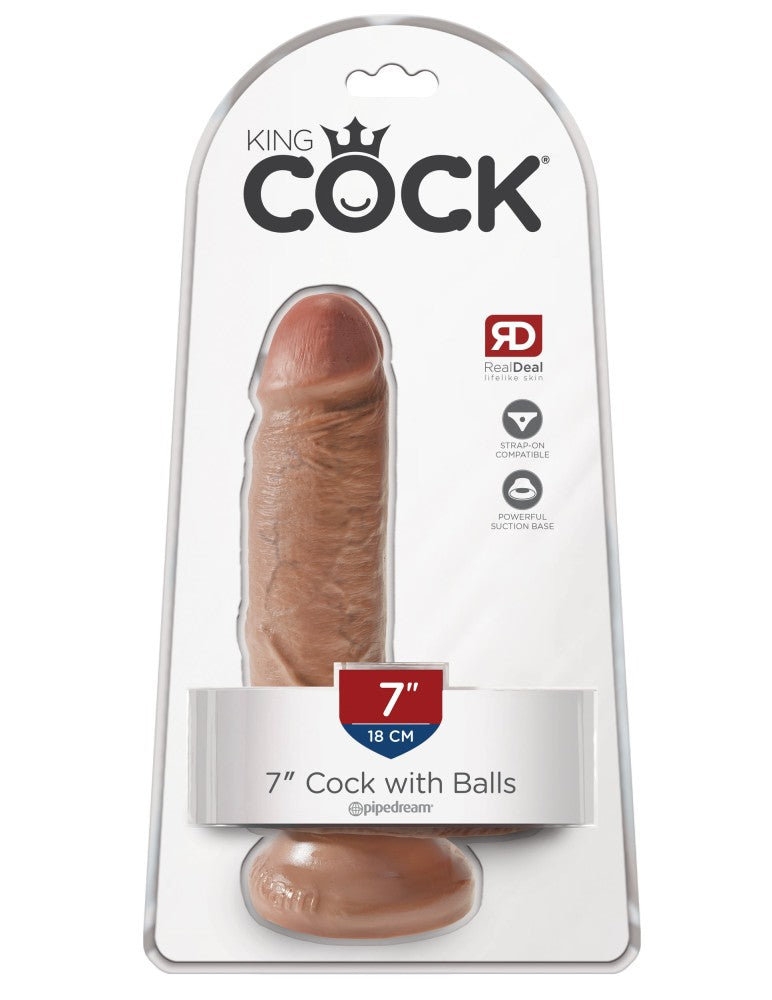 PIPEDREAM - KING COCK - 7" COCK WITH BALLS  TAN