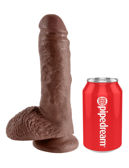 PIPEDREAM - KING COCK - 8" COCK WITH BALLS  BROWN