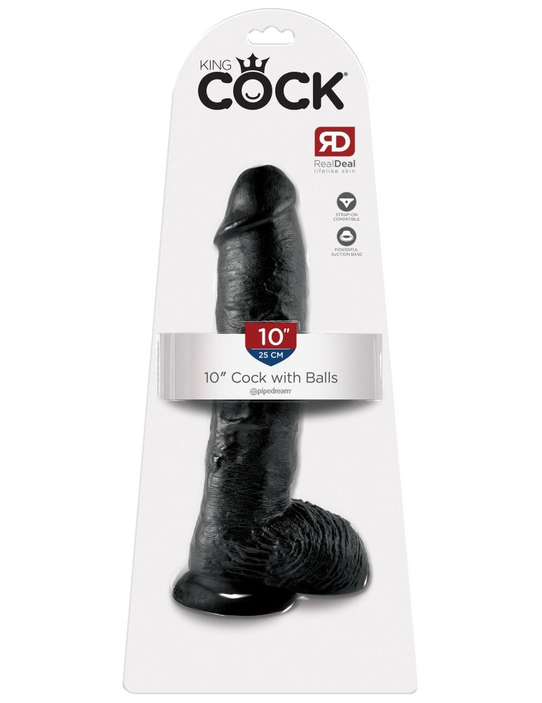 PIPEDREAM - KING COCK - 10" COCK WITH BALLS  BLACK