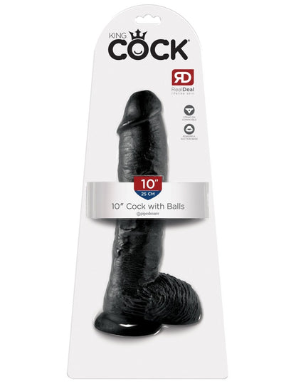 PIPEDREAM - KING COCK - 10" COCK WITH BALLS  BLACK