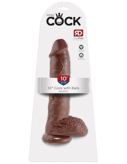 PIPEDREAM - KING COCK - 10" COCK WITH BALLS  BROWN