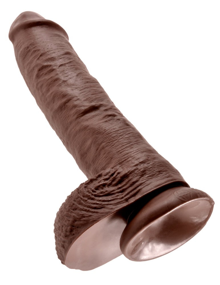PIPEDREAM - KING COCK - 10" COCK WITH BALLS  BROWN
